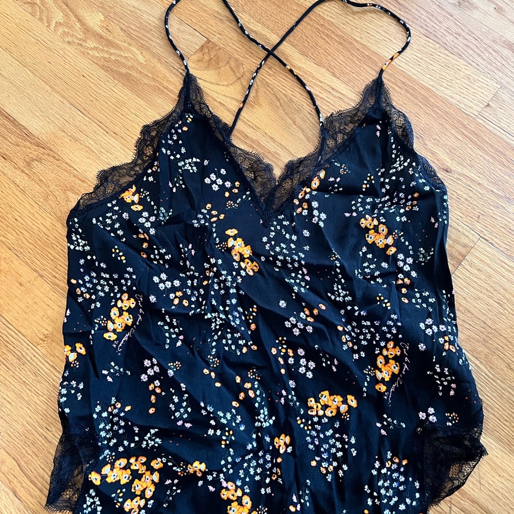 Summer floral tank top with cross back